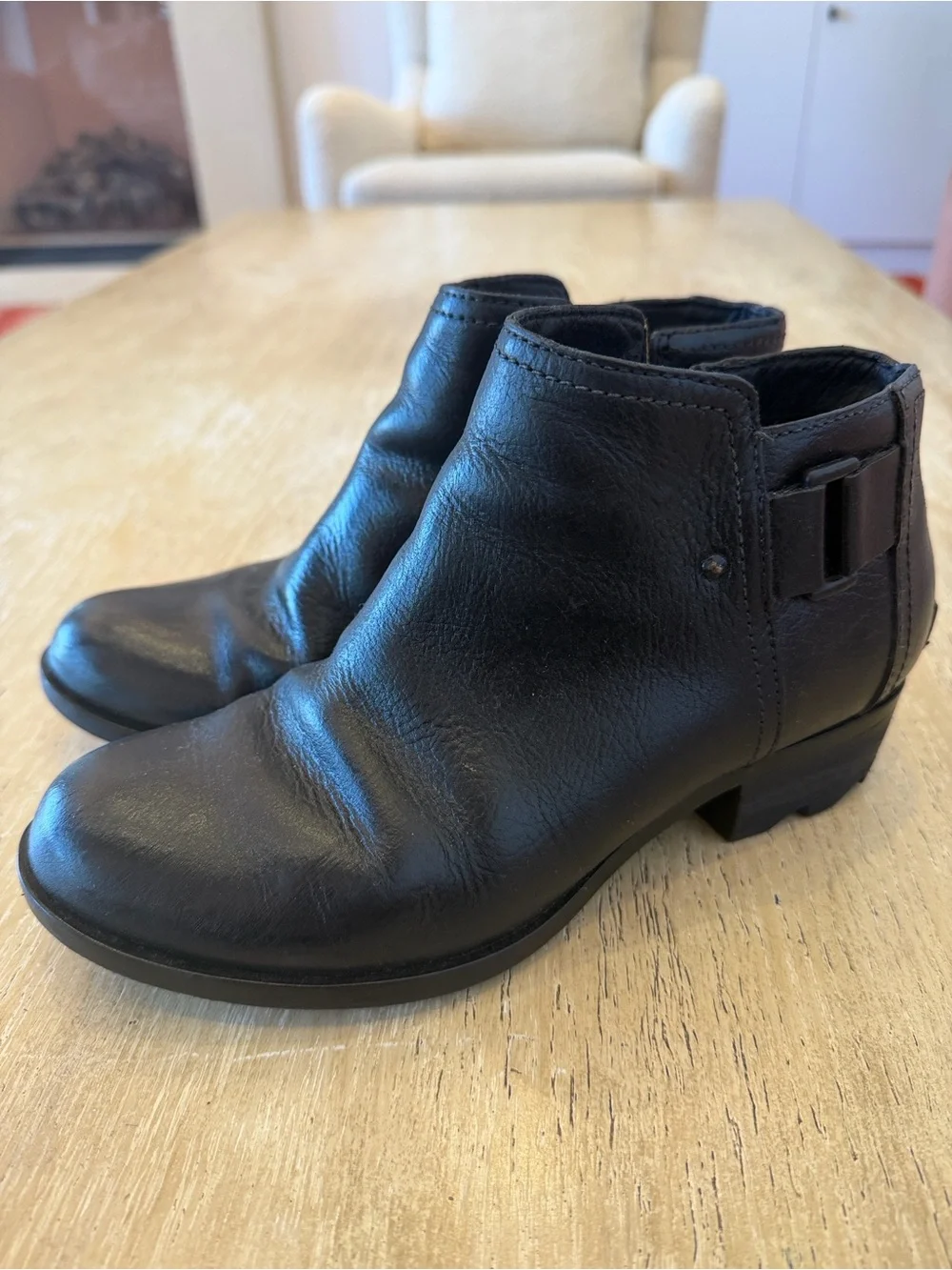 Sorel Black Leather Ankle Boots-Size 7